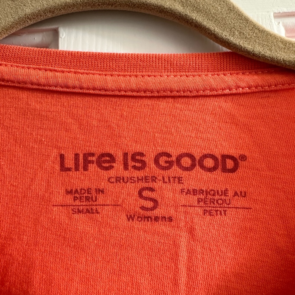Life Is Good Orange/Coral Long Sleeve Heart Tee - Picture 2 of 4